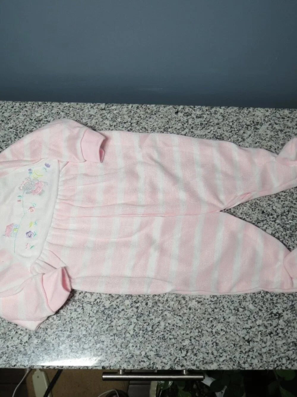 Bunny & Me New Without Tags Small Footed Sleeper Pink & White Cute Embroidery